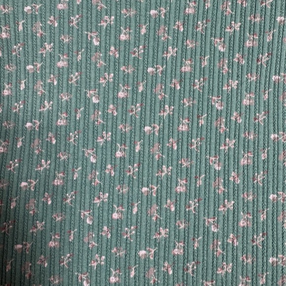 American Eagle Outfitters Green Floral Crop Ribbed Baby Tee Size M, Cottagecore - Picture 4 of 4